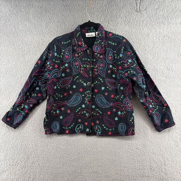 Vintage Units Embroidered Jacket XL Paisley Linen Blend Bohemian colorful - Picture 1 of 13